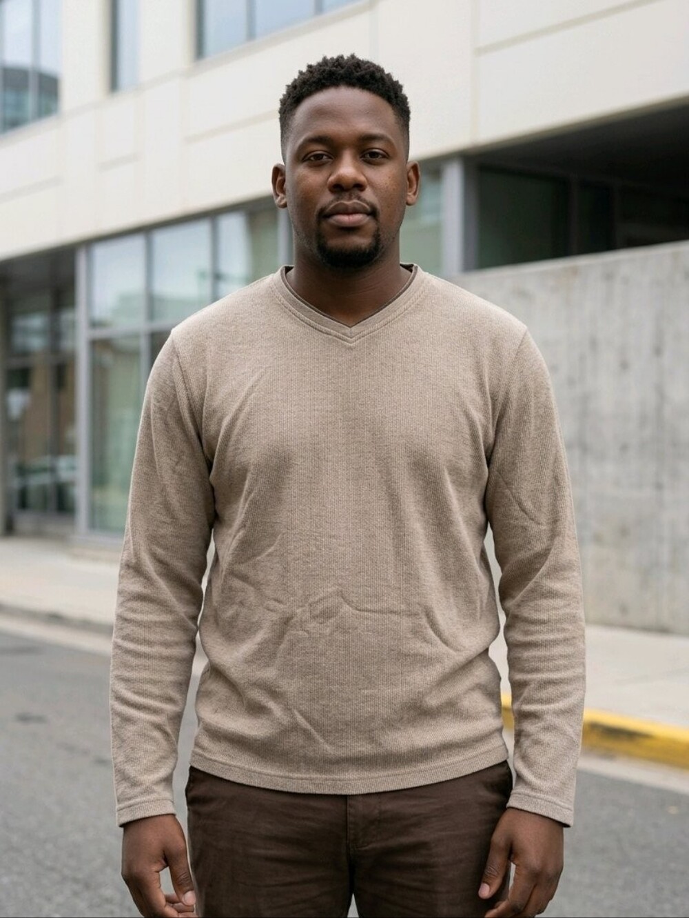 Tan V-Neck Sweater
